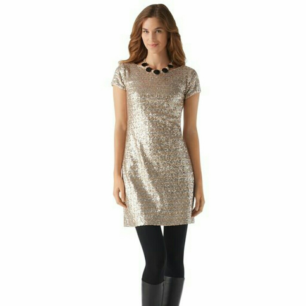 WHBM Mixed Metallic Sequin Party Dress